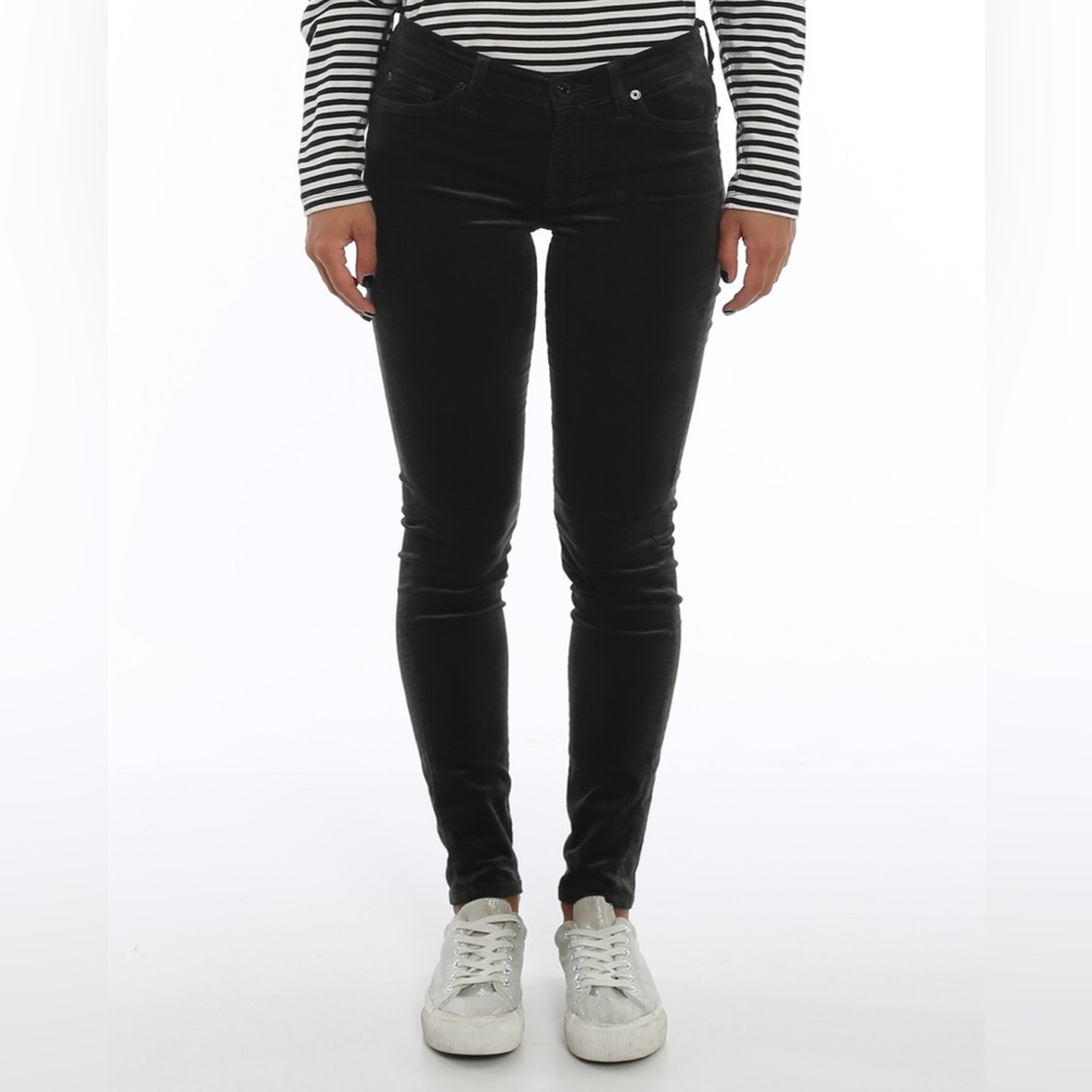 7 for all Mankind The Skinny Velvet Low Rise Black  29